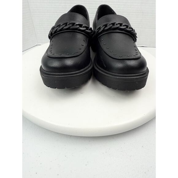 Report Hayden Womens Size 7 Black Chunky Chain Studded Loafers Faux Leather - Picture 4 of 12